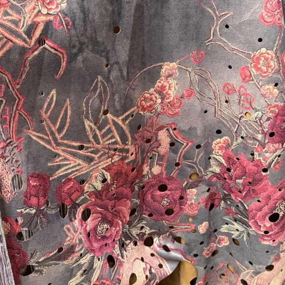 Adore Taupe‎ Knitwear Swing Coat. Trench Jacket With Floral Embroidery & Scarf - Picture 9 of 16